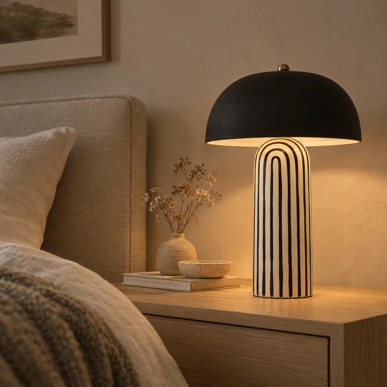 Remsa Gestreept Keramische Tafellamp Scandinavisch Design