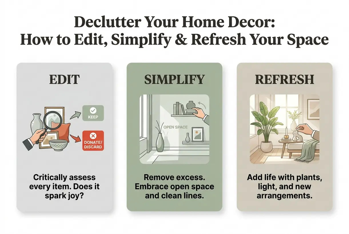 Declutter Your Home Decor: How to Edit, Simplify & Refresh Your Space - infographic