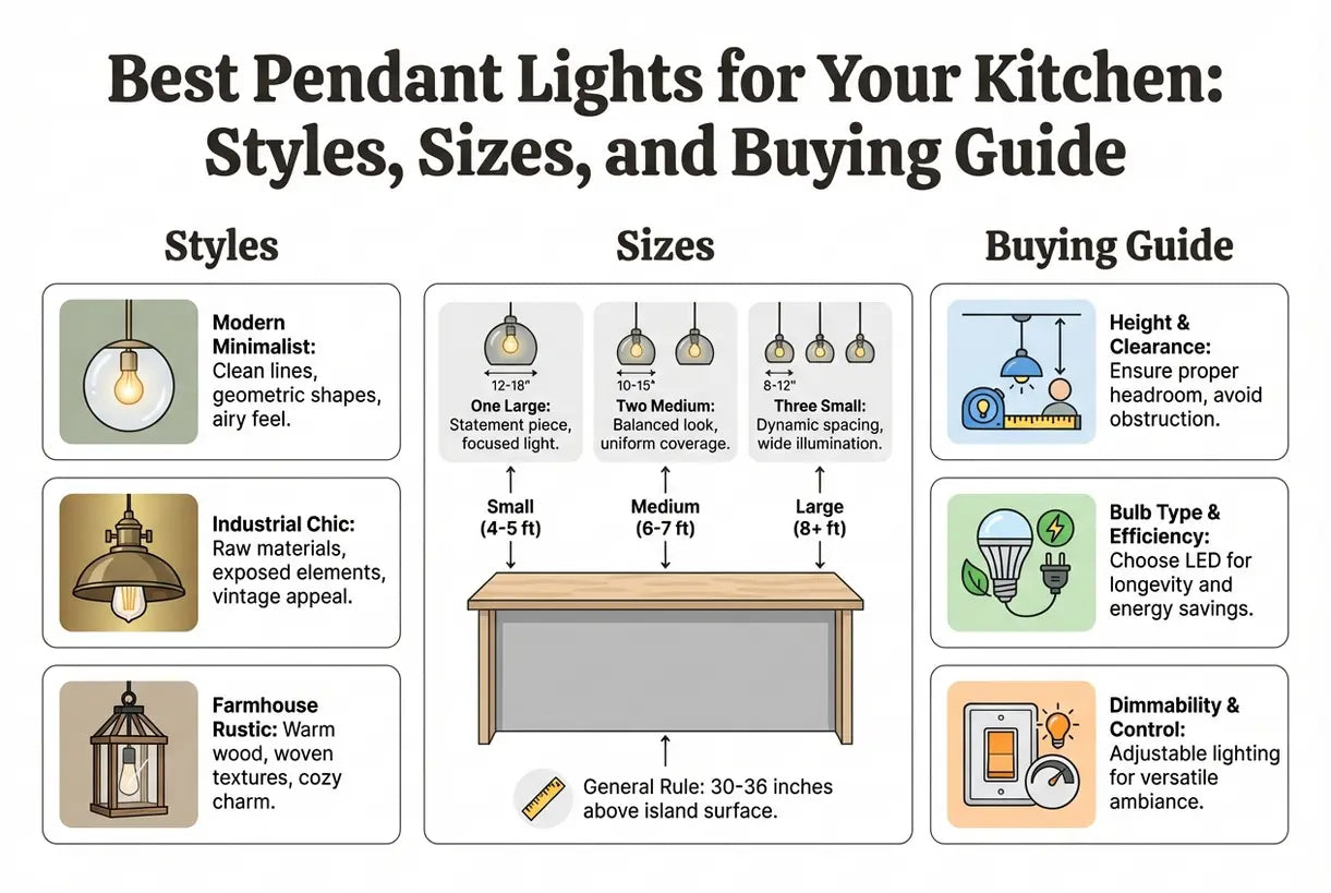 De beste hanglampen voor je keuken: stijlen, maten en koopgids - infographic