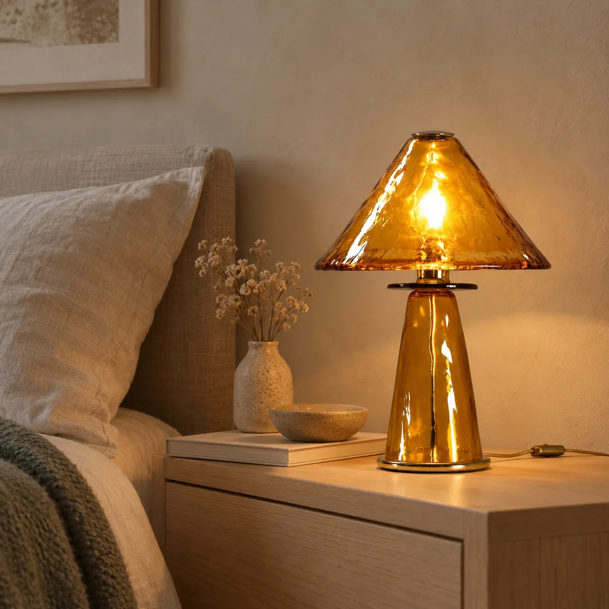 Solglod Retro-Tischlampe aus Amberglas für Ihr Zuhause