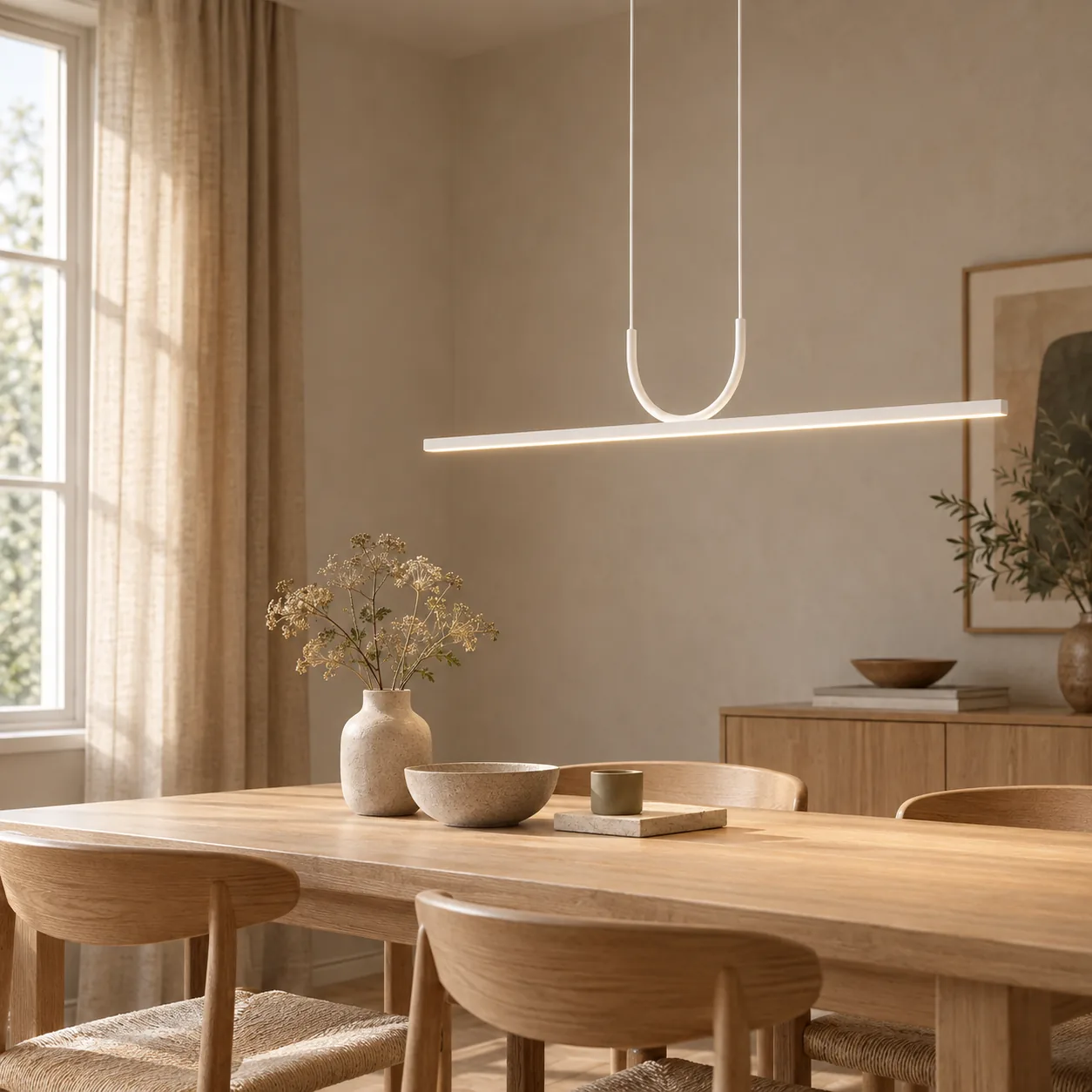 Linnea Wit Minimalistisch Lineair LED Hanglamp