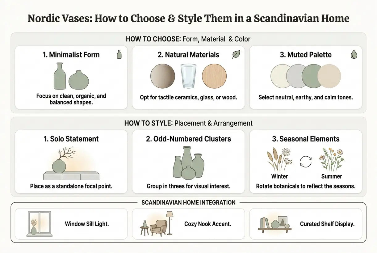 Nordic Vases: How to Choose & Style Them in a Scandinavian Home - infographic