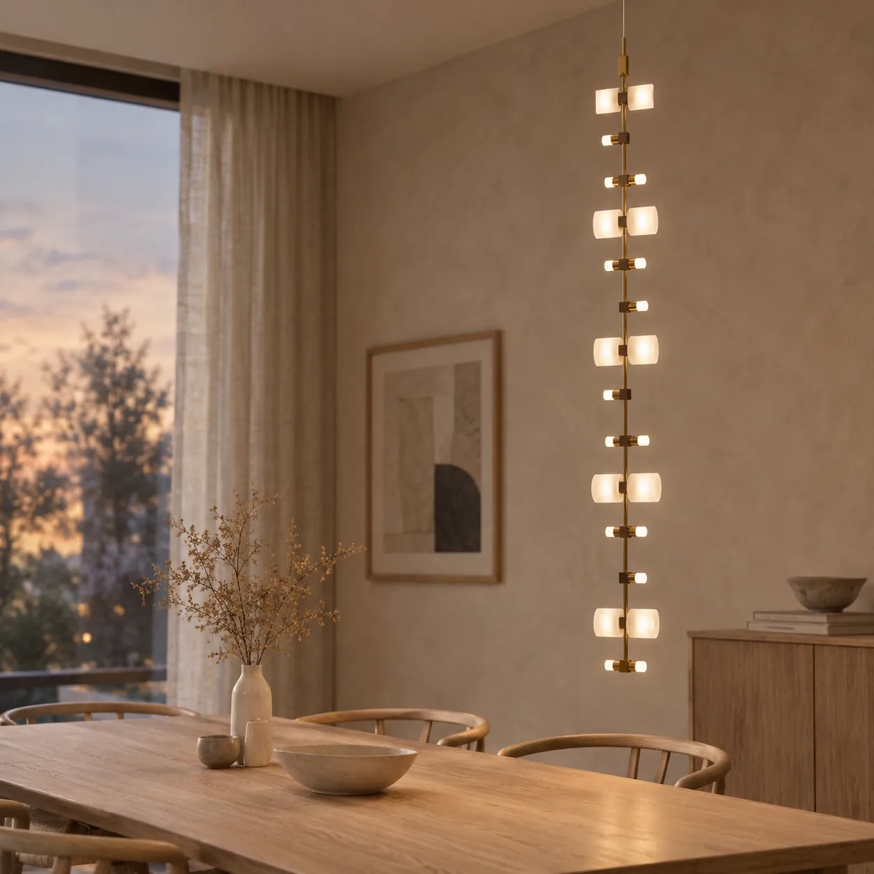 Stralvik Moderne Lineaire Lange Hanglamp Goud