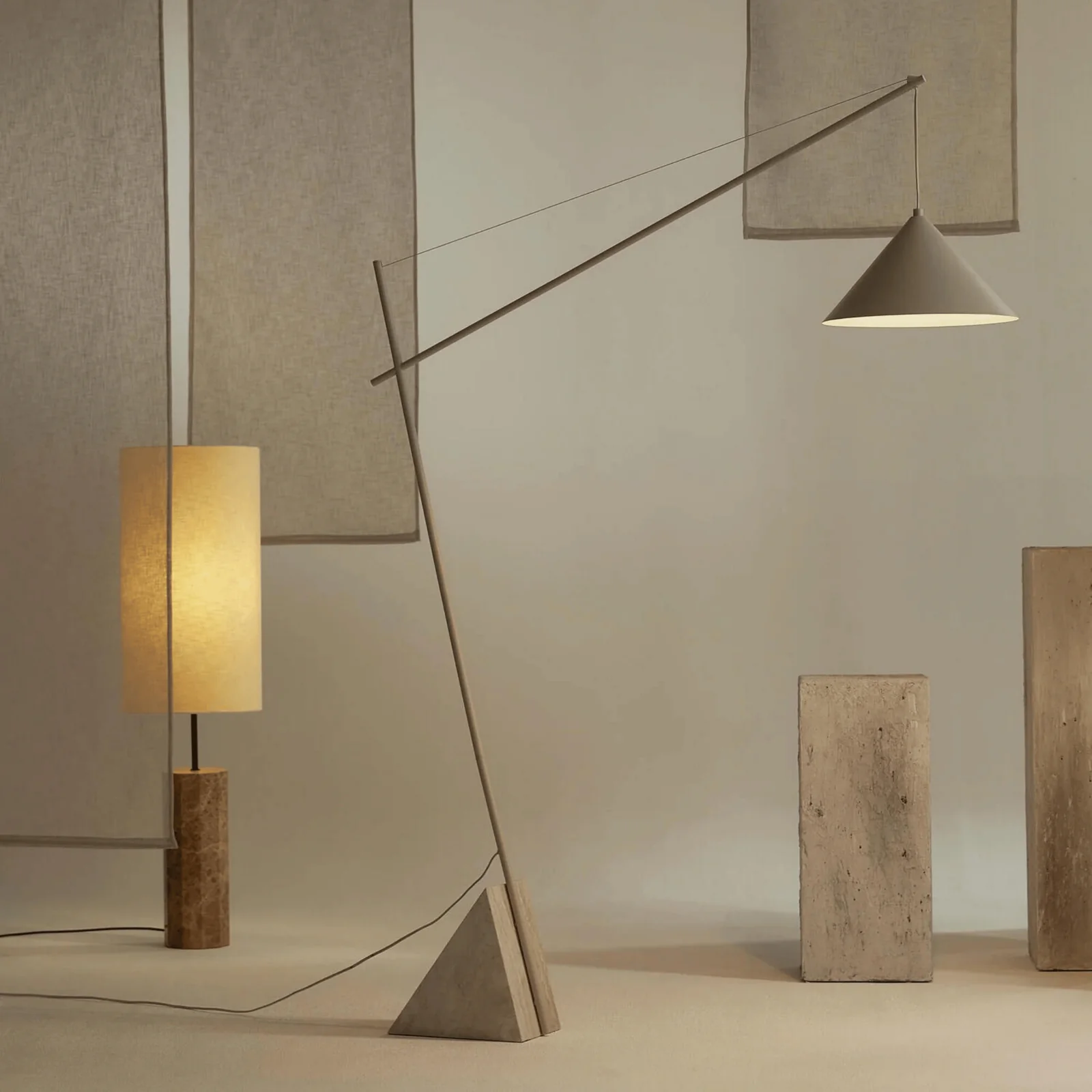 Solvei LED Arc Floor Lamp with Natural Stone Base, Lamps, Modern