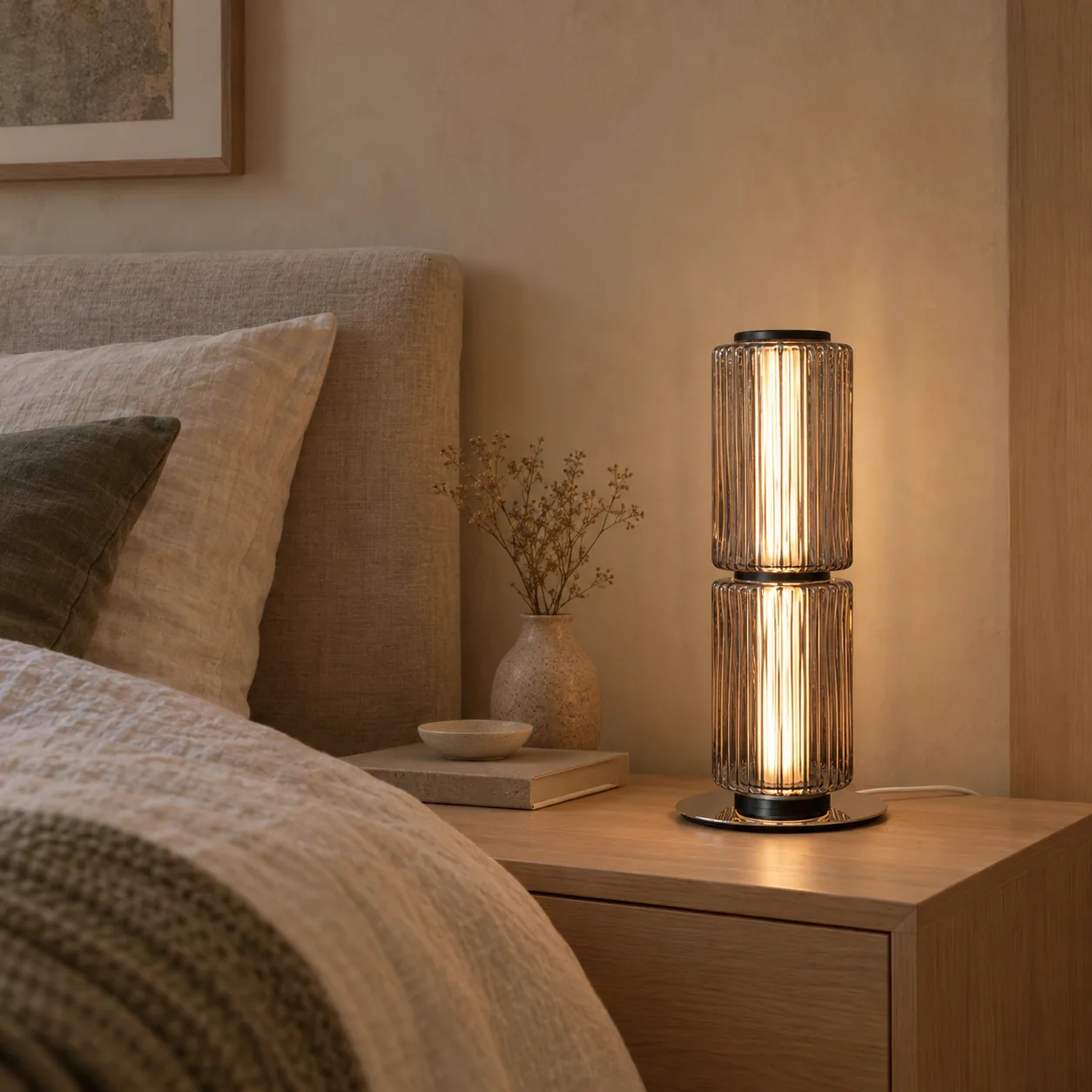 Rökva Sculpturale Tafelkamp van Gerookt Glas in Scandinavische Stijl