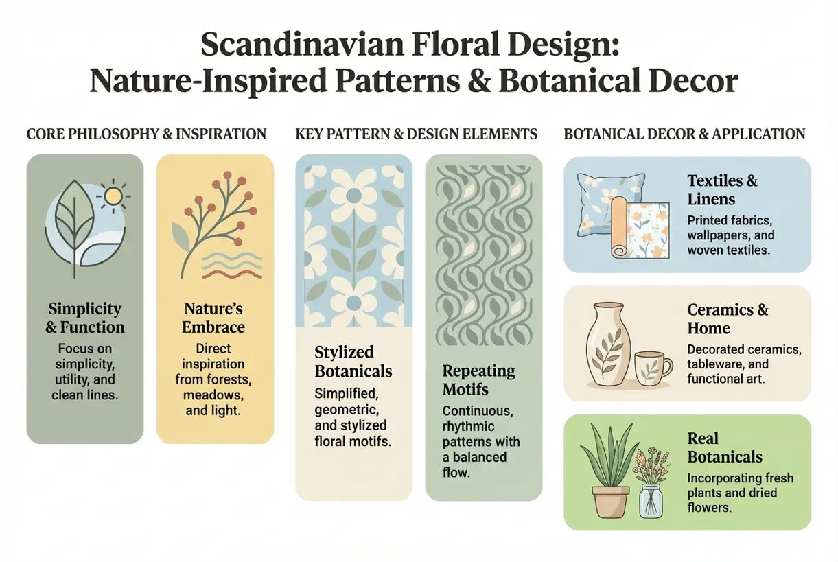 Scandinavian Floral Design: Nature-Inspired Patterns & Botanical Decor - infographic