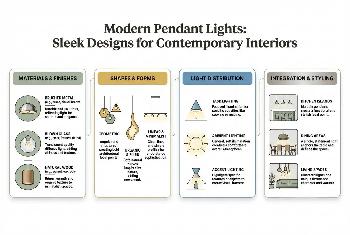 Modern Pendant Lights: Sleek Designs for Contemporary Interiors - infographic