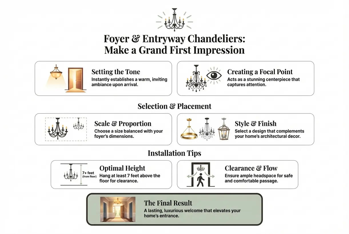 Foyer & Entree Kroonluchters: Maak een grootse eerste indruk - infographic