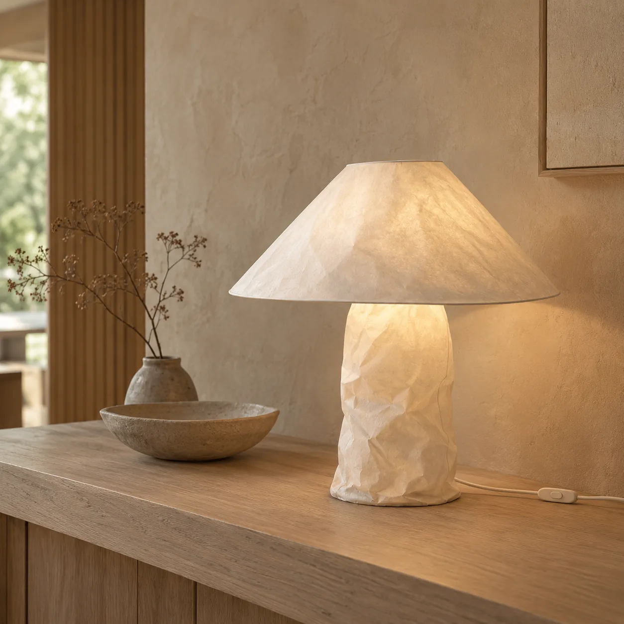Stilla Scandinavische Papieren Tafellamp Wabi-Sabi Stijl