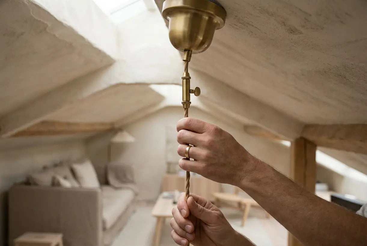 De hoogte van de hanglamp aan een gewelfd plafond aanpassen voor optimale verlichting