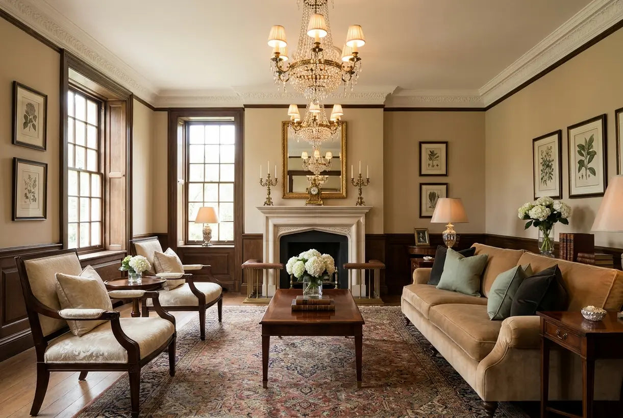 Traditional home decor elegant formal living room classic interior design