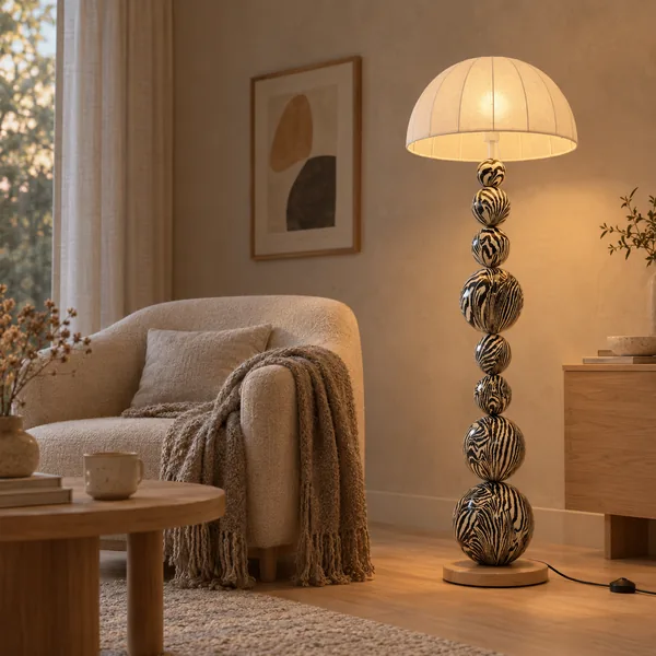 Stokkra Zebra Sculpturale Vloerlamp Houten Voet