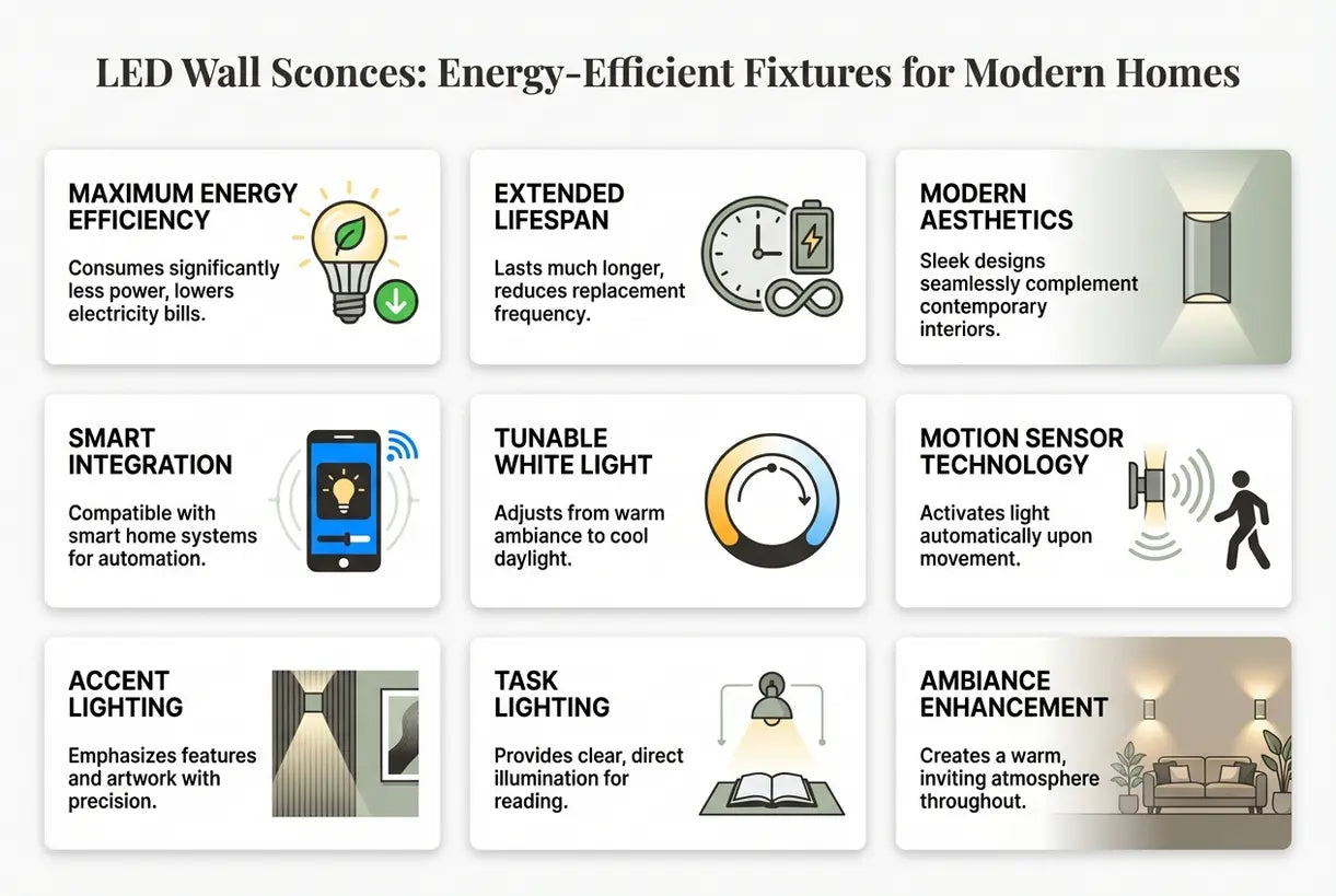 LED Wall Sconces: Energy-Efficient Fixtures for Modern Homes - infographic