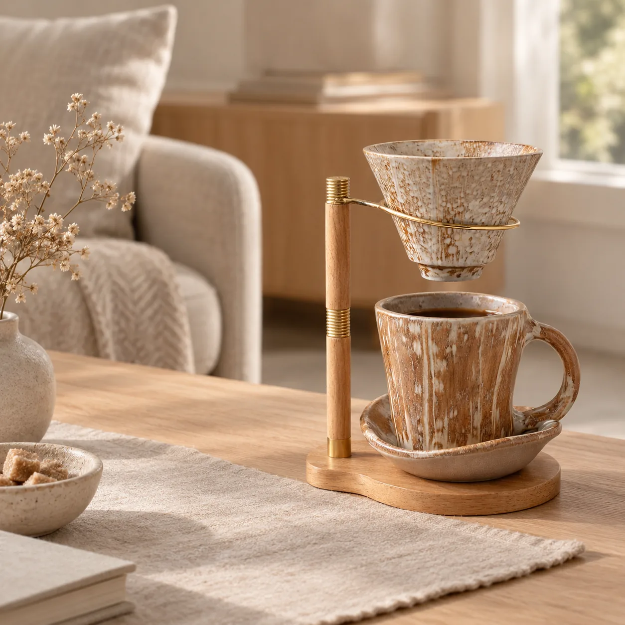 Drypp keramische koffiefilterhouder met standaard