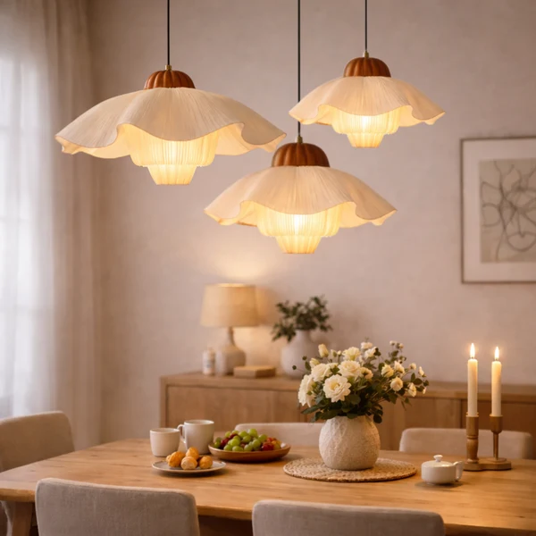 Blomst Petal Fabric Pendant Light Nordic Cream
