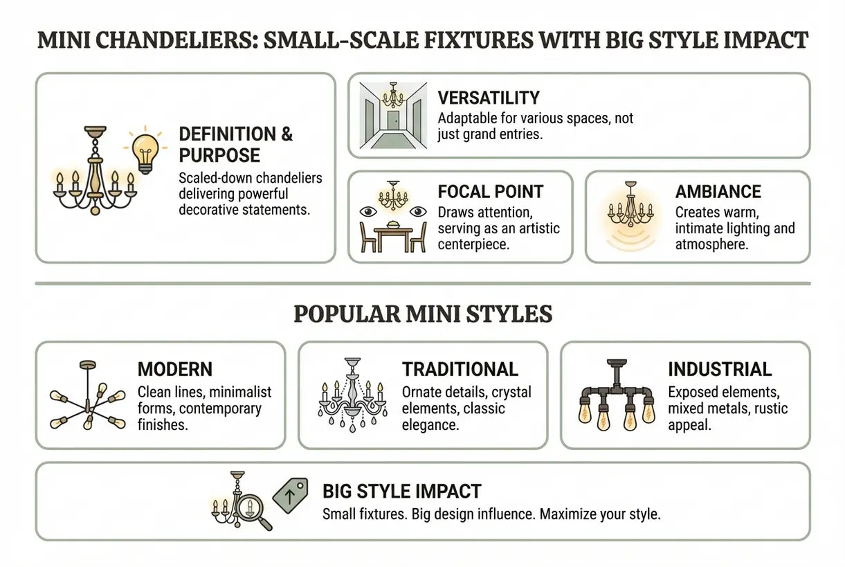 Mini Chandeliers: Small-Scale Fixtures with Big Style Impact - infographic