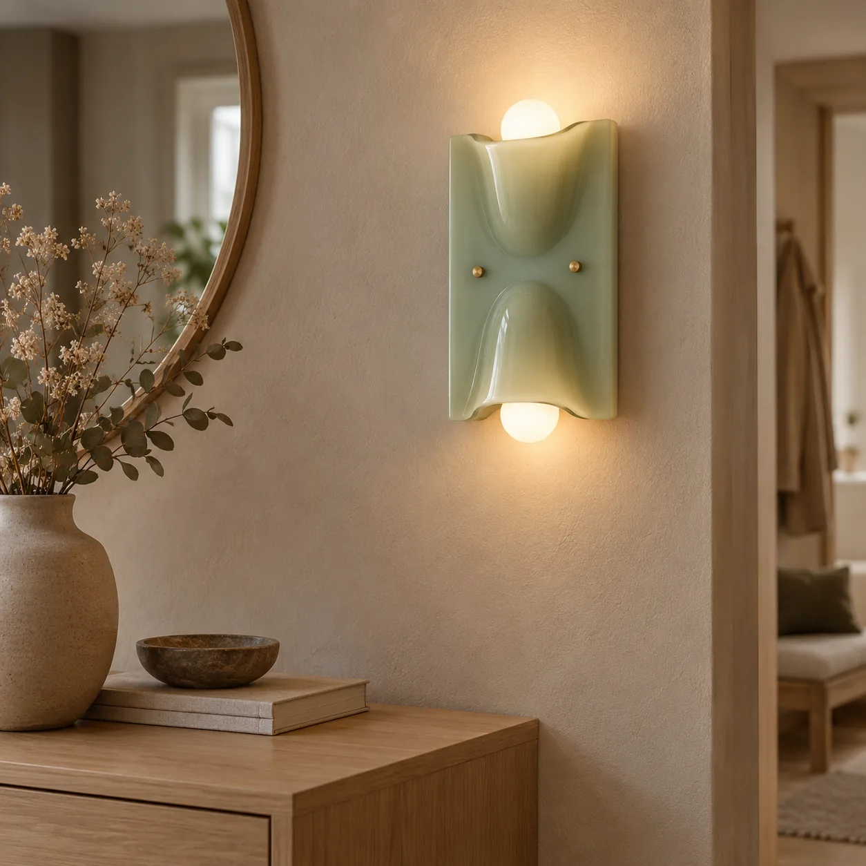 Glödra Sculpturale Hars Wandlamp met Dubbele Lichtbundel