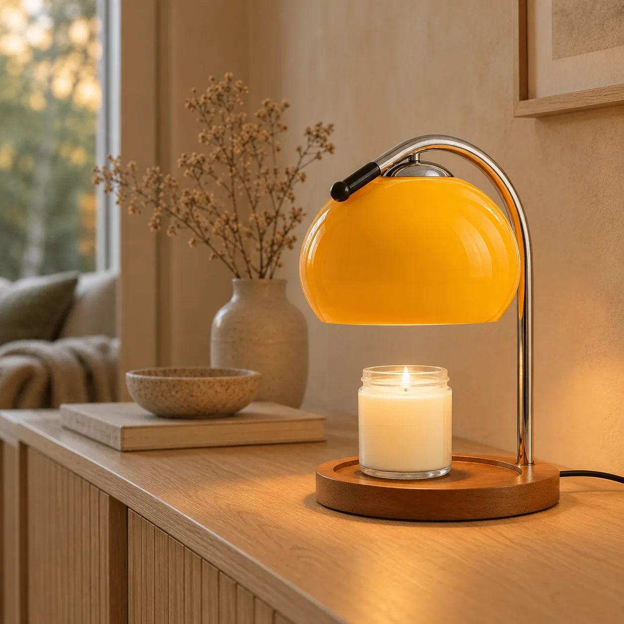 Solvarm Gebrandschilderd Glas Kaarsverwarmer Tafellamp