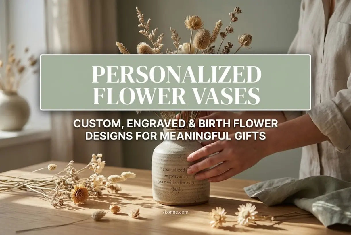 Personalisierte Blumenvasen: Individuelle, gravierte und Geburtsblumen-Designs für bedeutungsvolle Geschenke