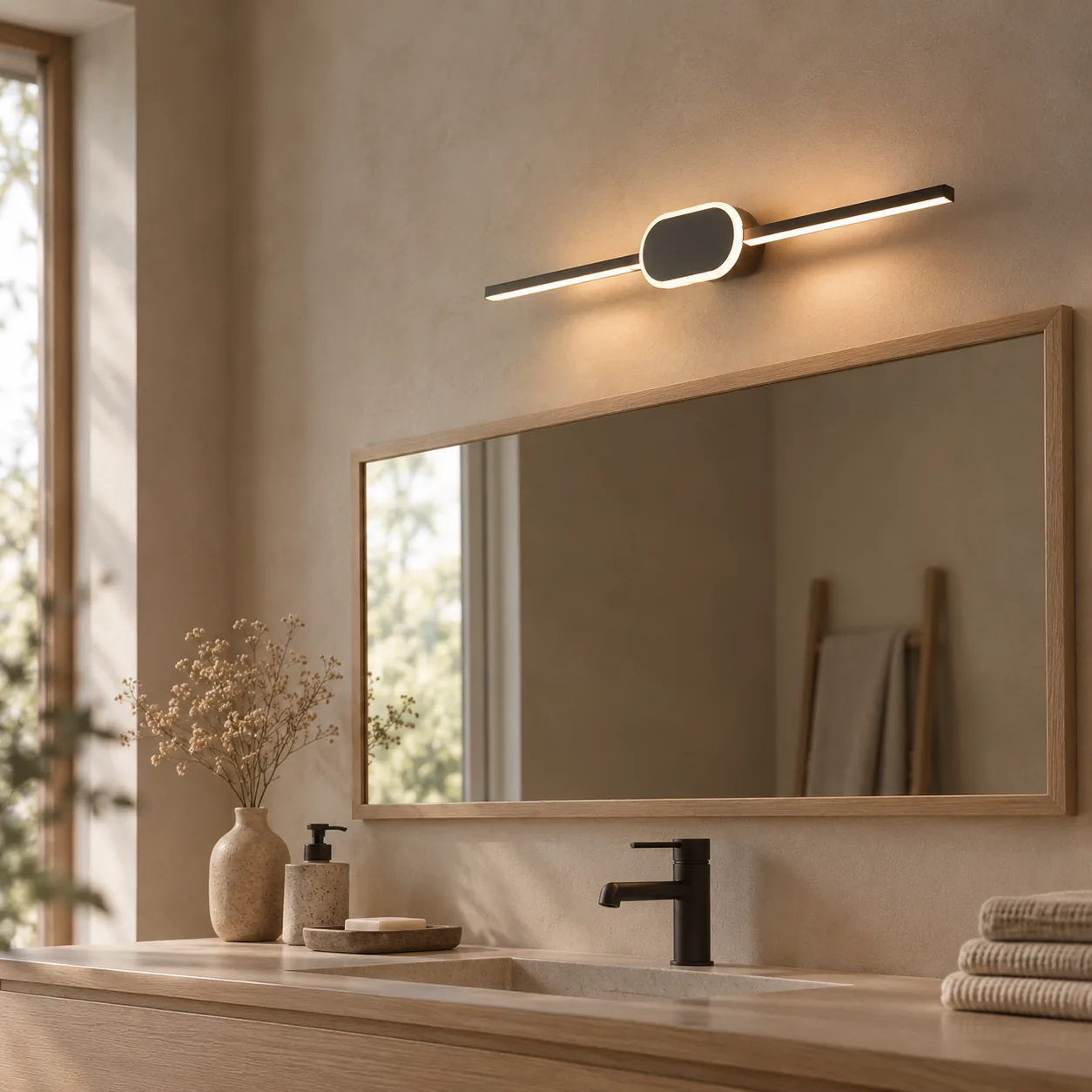 Kveld Zwarte Minimalistische LED Spiegelwandlamp