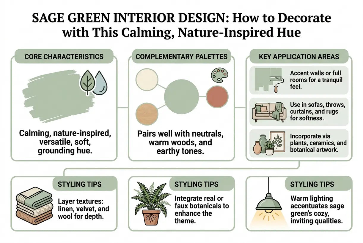 Sage Green Interior Design: How to Decorate with This Calming, Nature-Inspired Hue - infographic