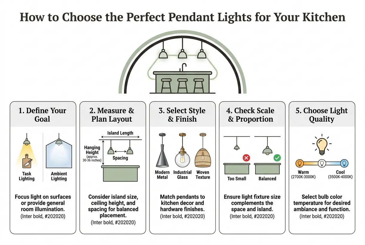 How to Choose the Perfect Pendant Lights for Your Kitchen - infographic