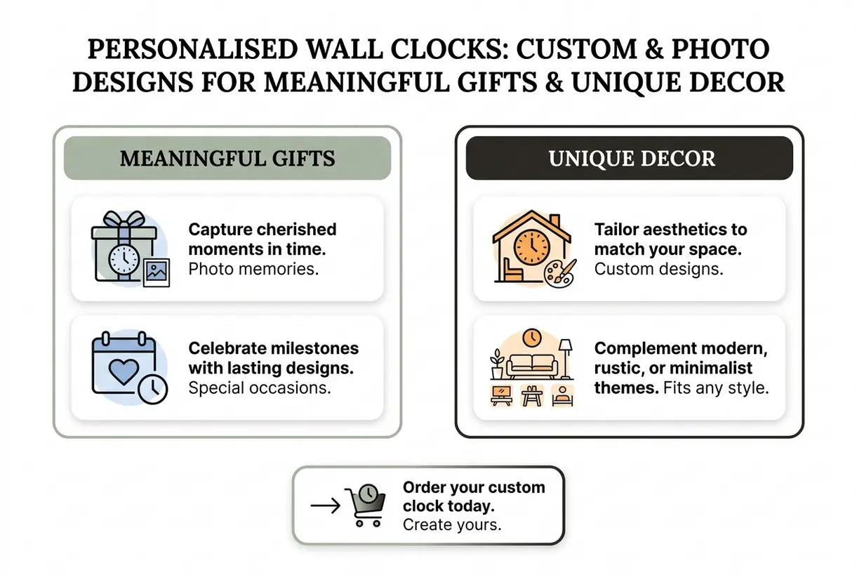 Personalisierte Wanduhren: Individuelle & Foto-Designs für bedeutungsvolle Geschenke & Einzigartige Dekoration - Infografik