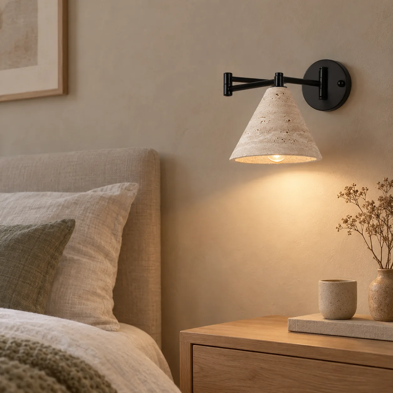 Fjella Natuurlijk Travertin Verstelbare Wandlamp