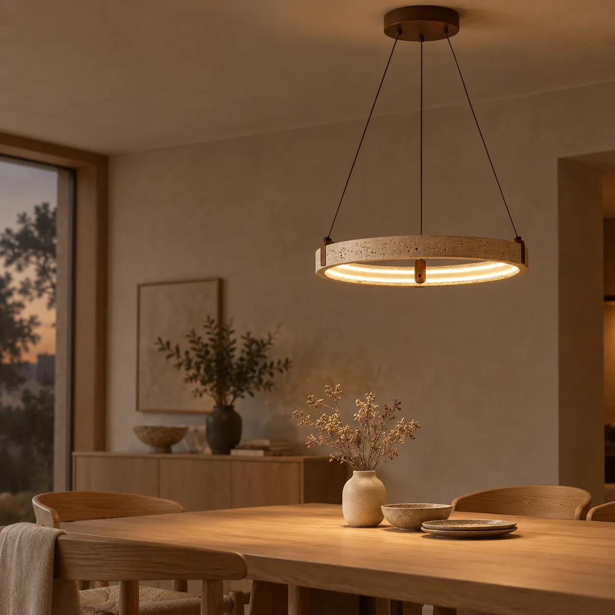 Steina Natuursteen Ring Hanglamp Dimbaar