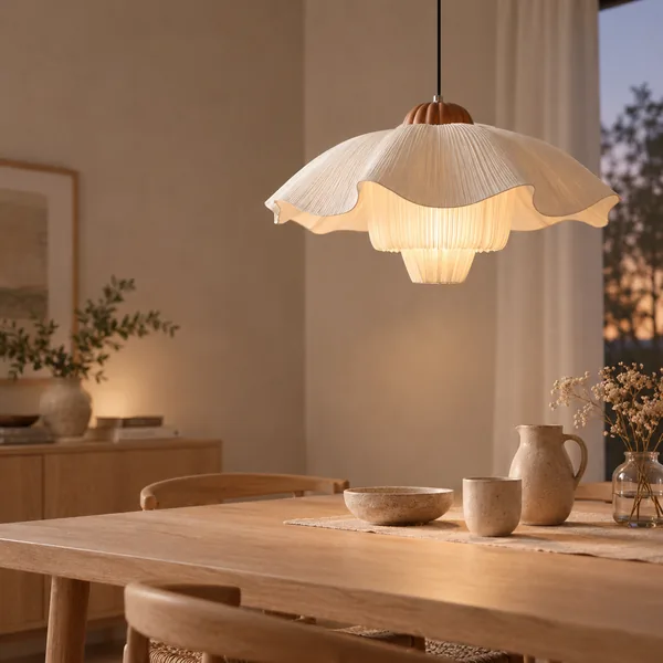 Blomst Petal Stoffen Hanglamp Nordic Crème