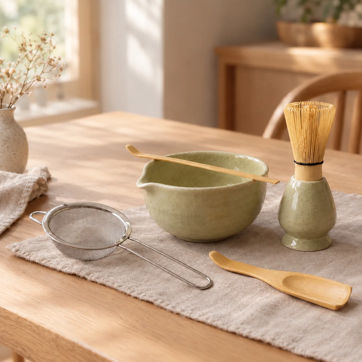 Stille 6-teiliges Keramik Matcha Tee-Set