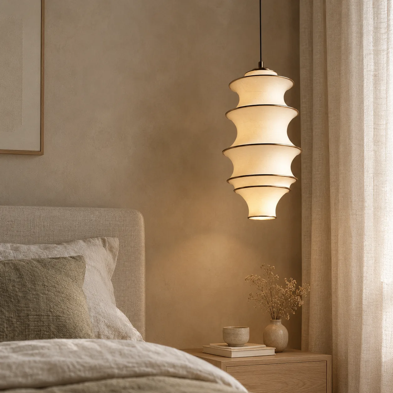 Ljuva Sculpturale Stoffen Hanglamp in Ivoor