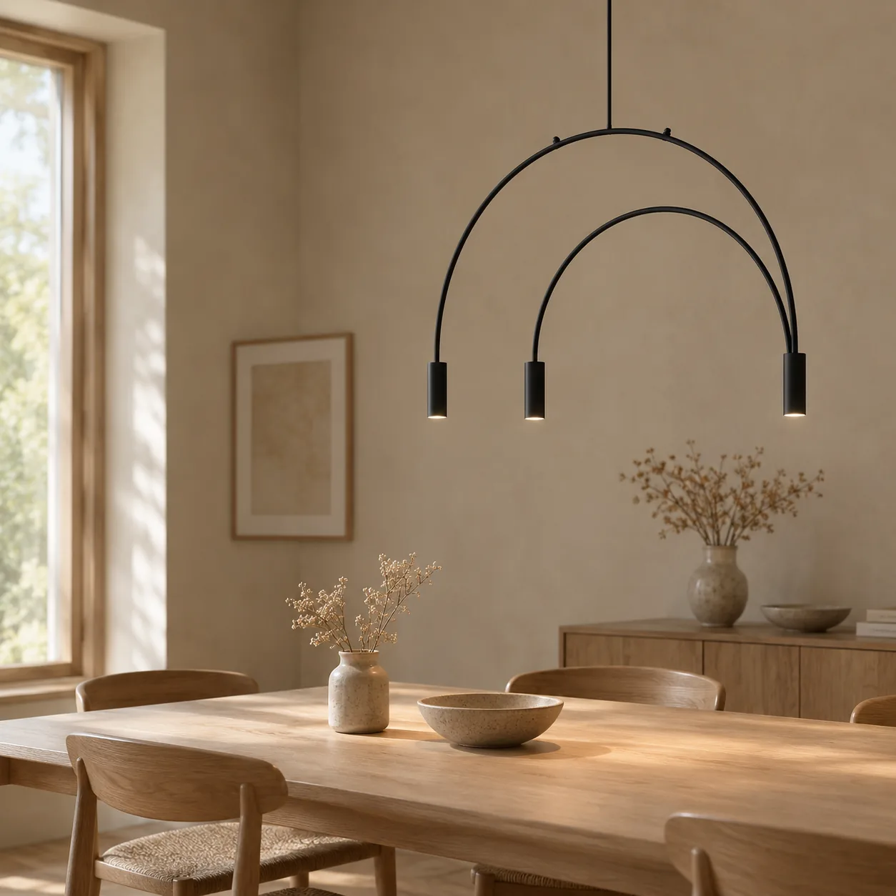Halvbue Zwart Halfrond Drievoudige Hanglamp
