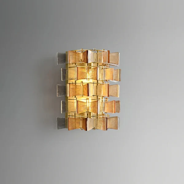 Glödra Art Deco Barnsteen Glas-in-lood Wandlamp