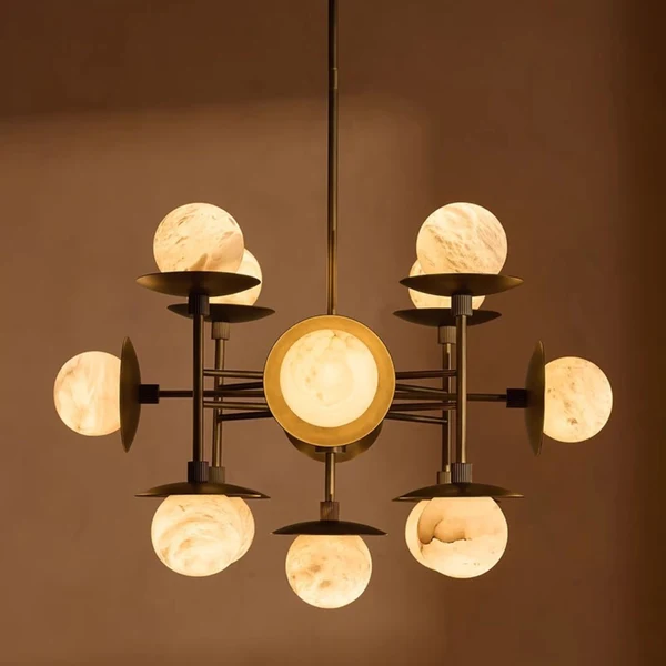Marmora 13-Light Natural Marble Globe Chandelier