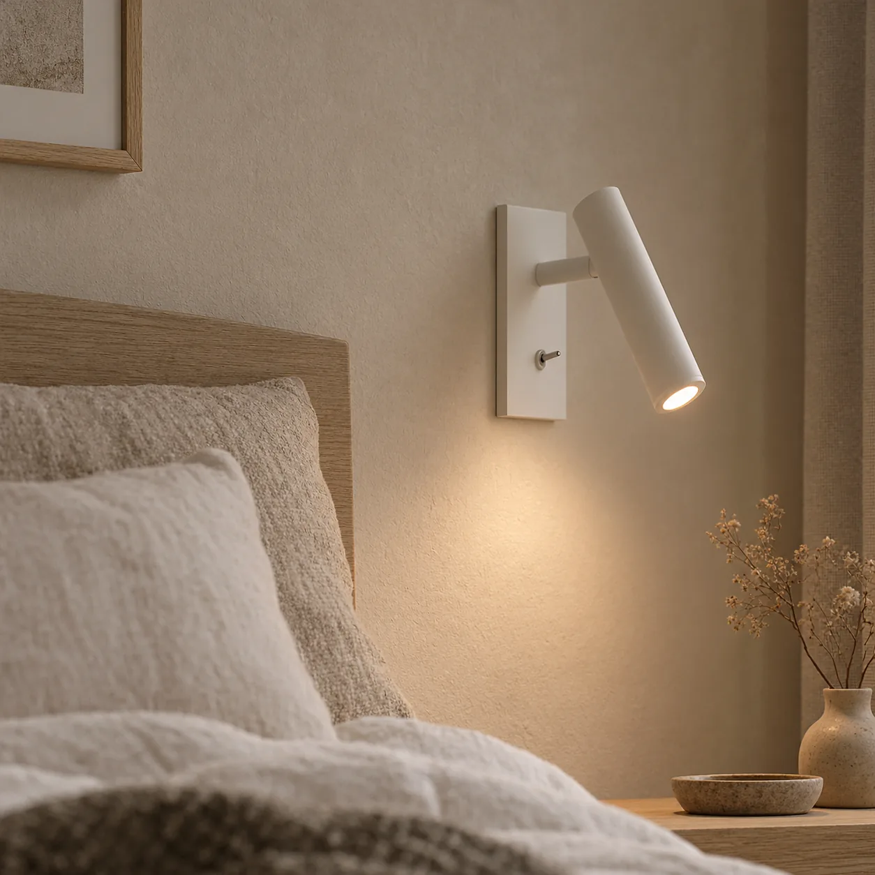 Glödra Square Adjustable Recessed LED Wall Light, styled in a Scandinavian interior