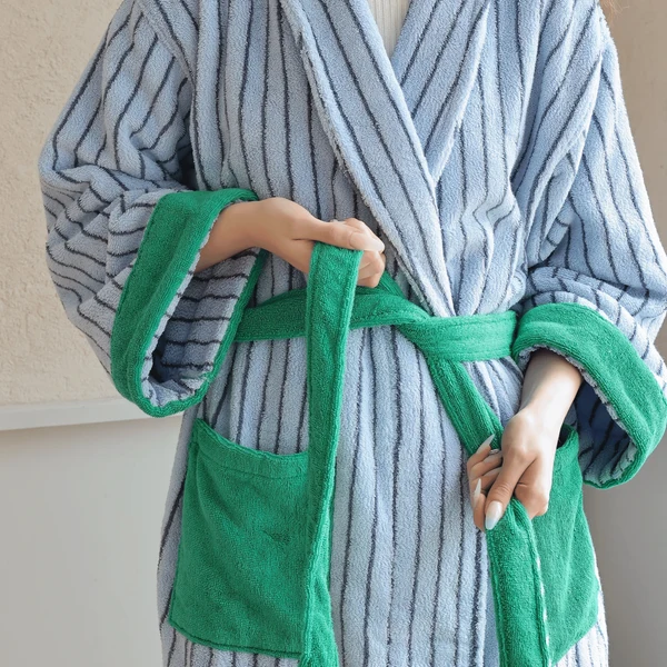 Myrka Organic Cotton Jacquard Stripe Bathrobe