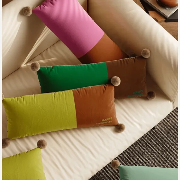 Mysra Velvet Pom Pom Pillow Scandinavian Style