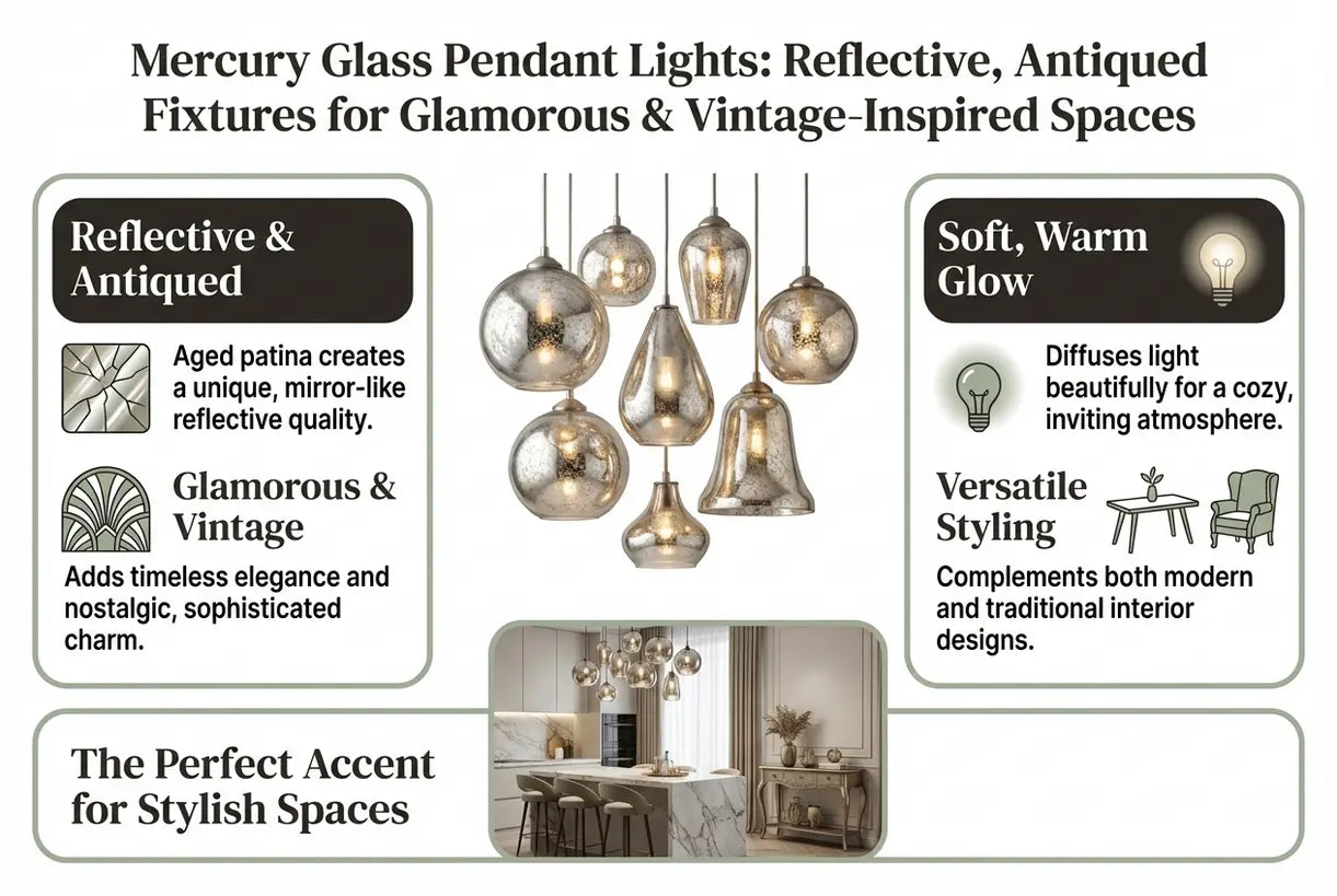 Kwartszilveren hanglampen: reflecterende, verouderde armaturen voor glamoureuze & vintage-geïnspireerde ruimtes - infographic