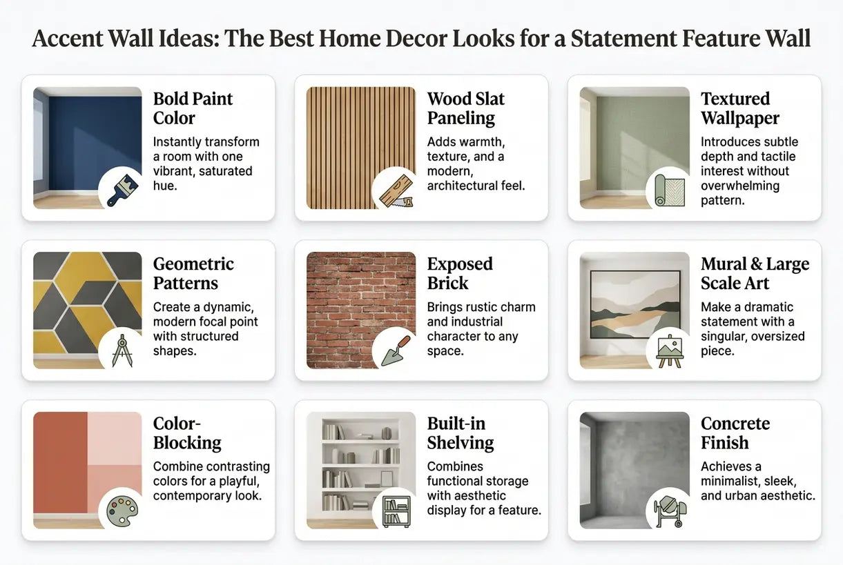 Accent Wall Ideas: The Best Home Decor Looks for a Statement Feature Wall - infographic