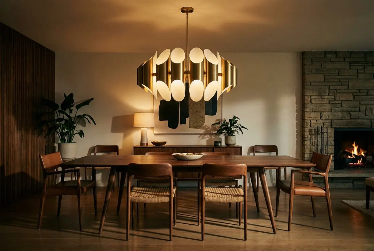 Opvallende hanglamp boven eettafel