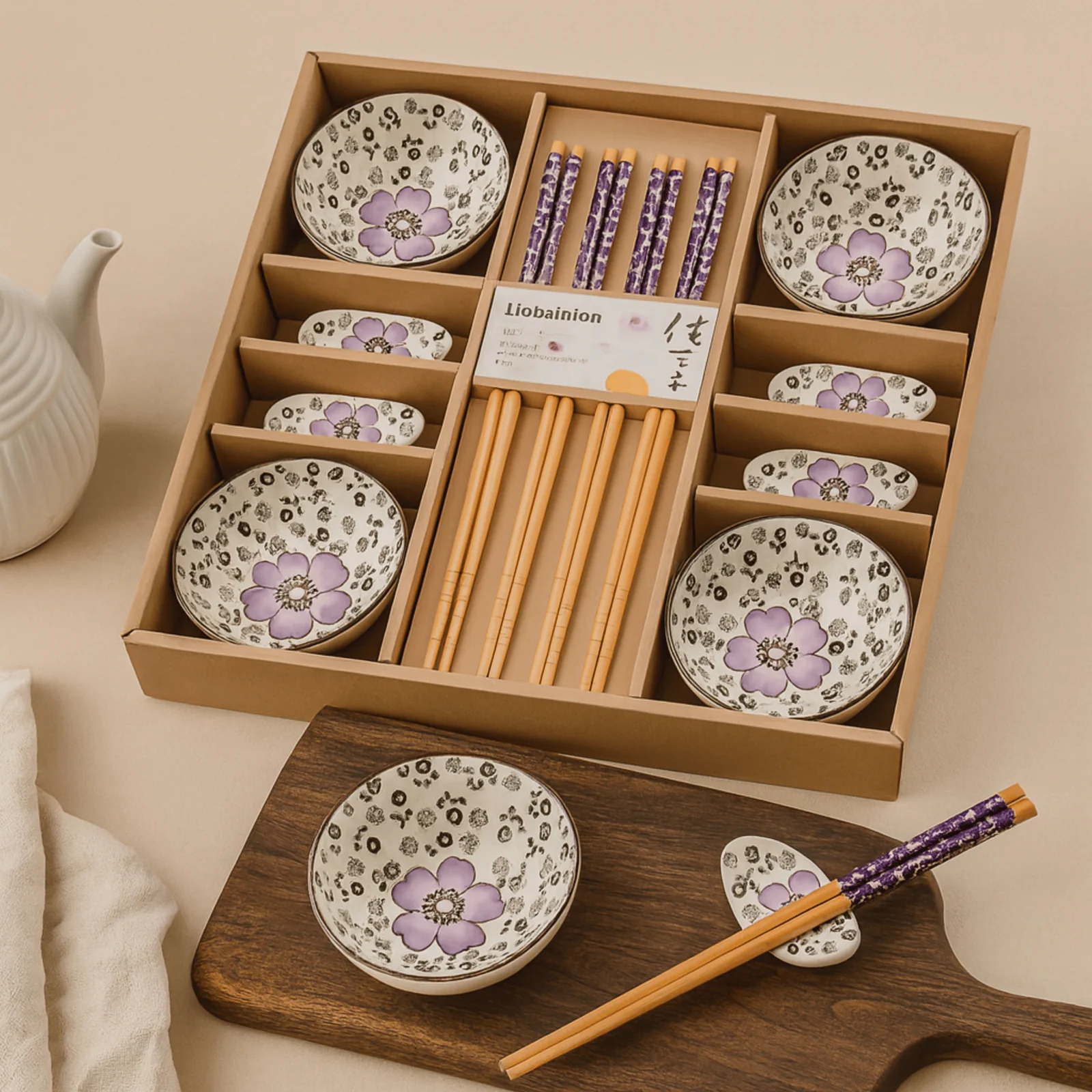 Kirsja Ceramic Sushi Set – Cherry Blossom Gift, Dinnerware Sets