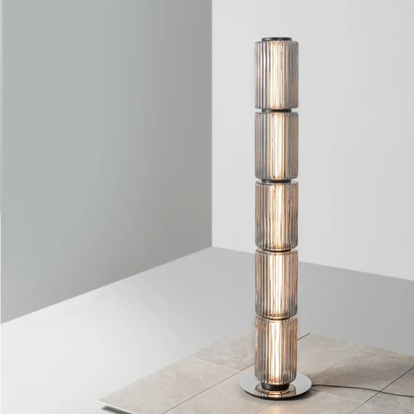 Glödva Smoke Glass Floor Lamp with LED Remote