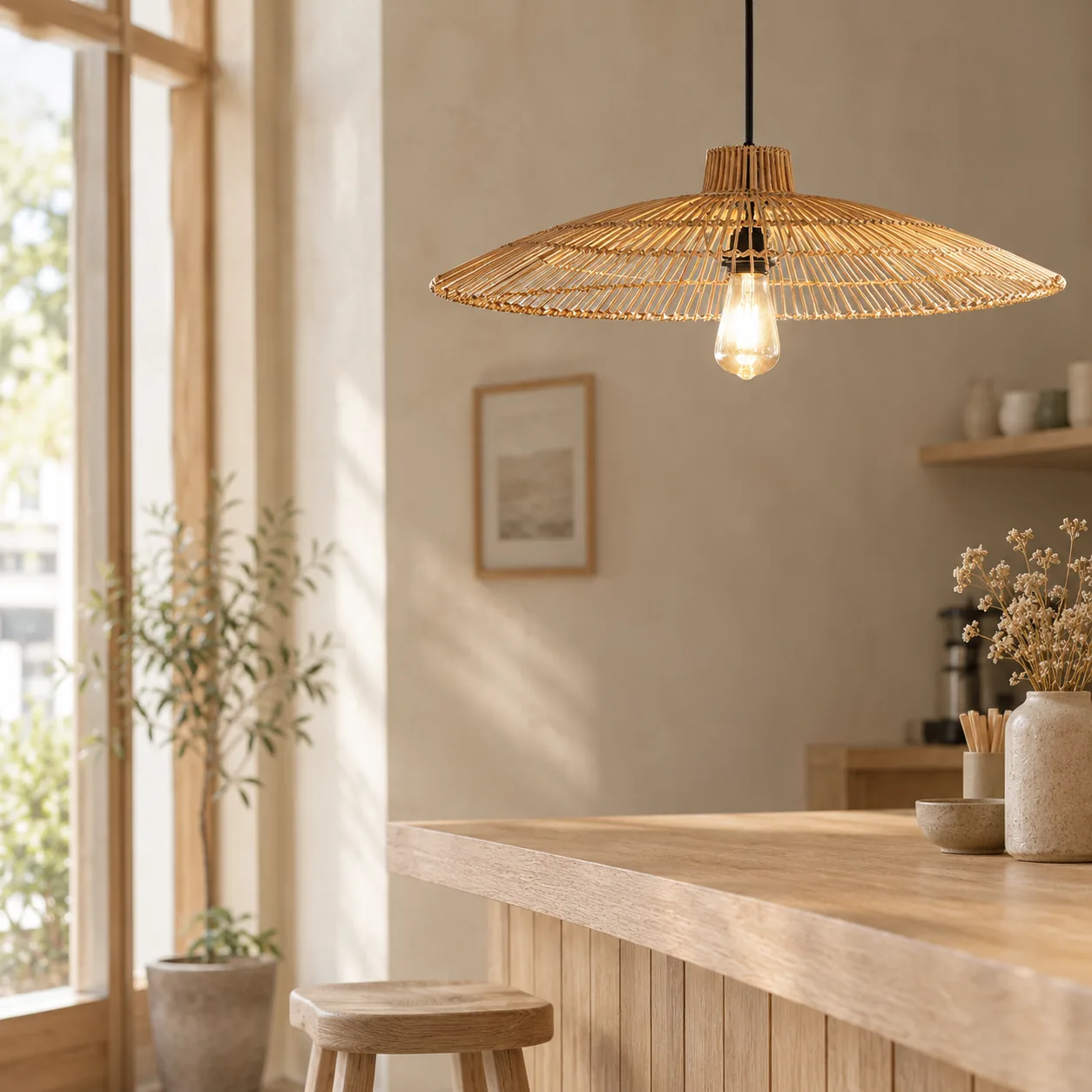 Fletta Handgemaakte Rotan Hanglamp Warm Licht