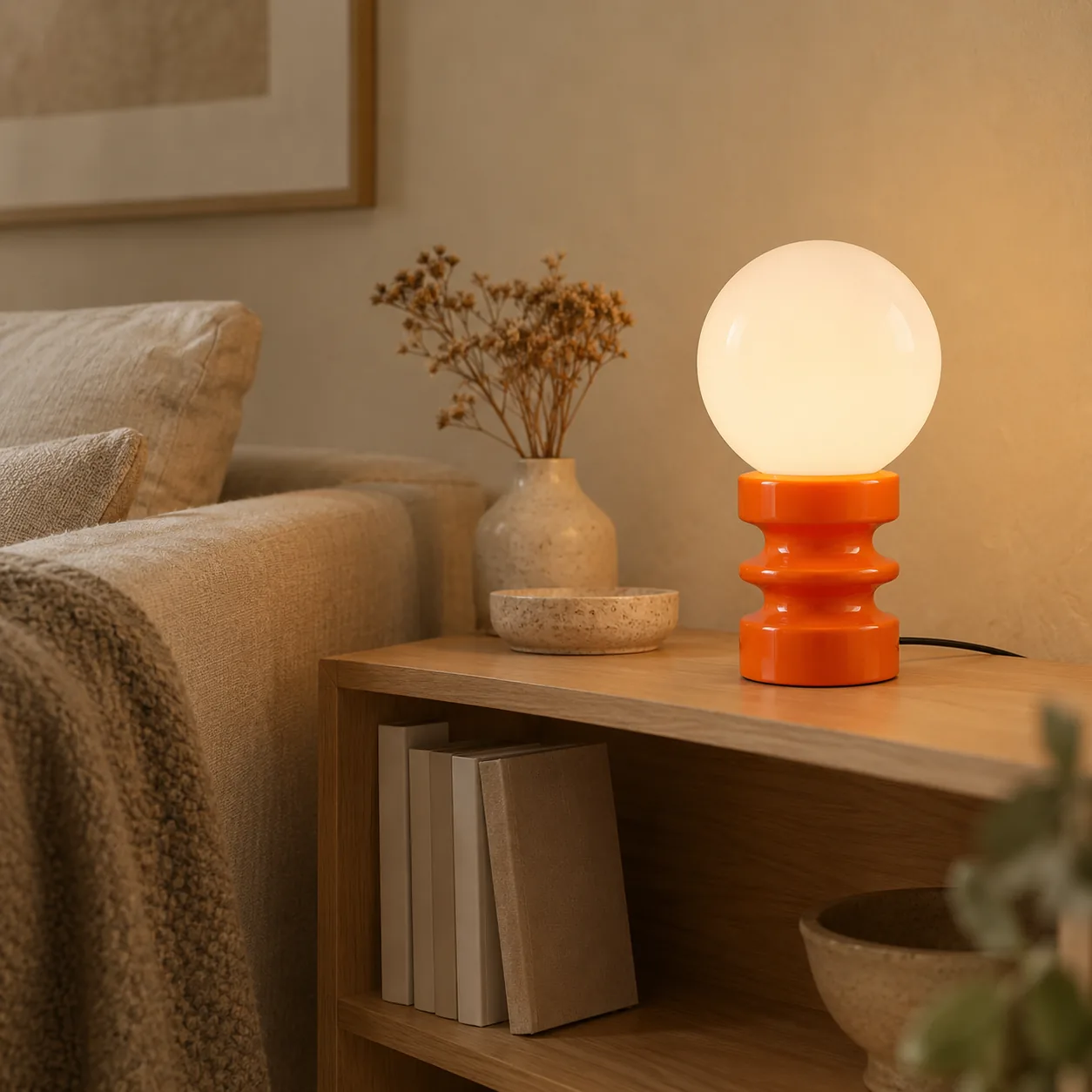 Gloda Retro Glazen Tafellamp met Amber Gloed