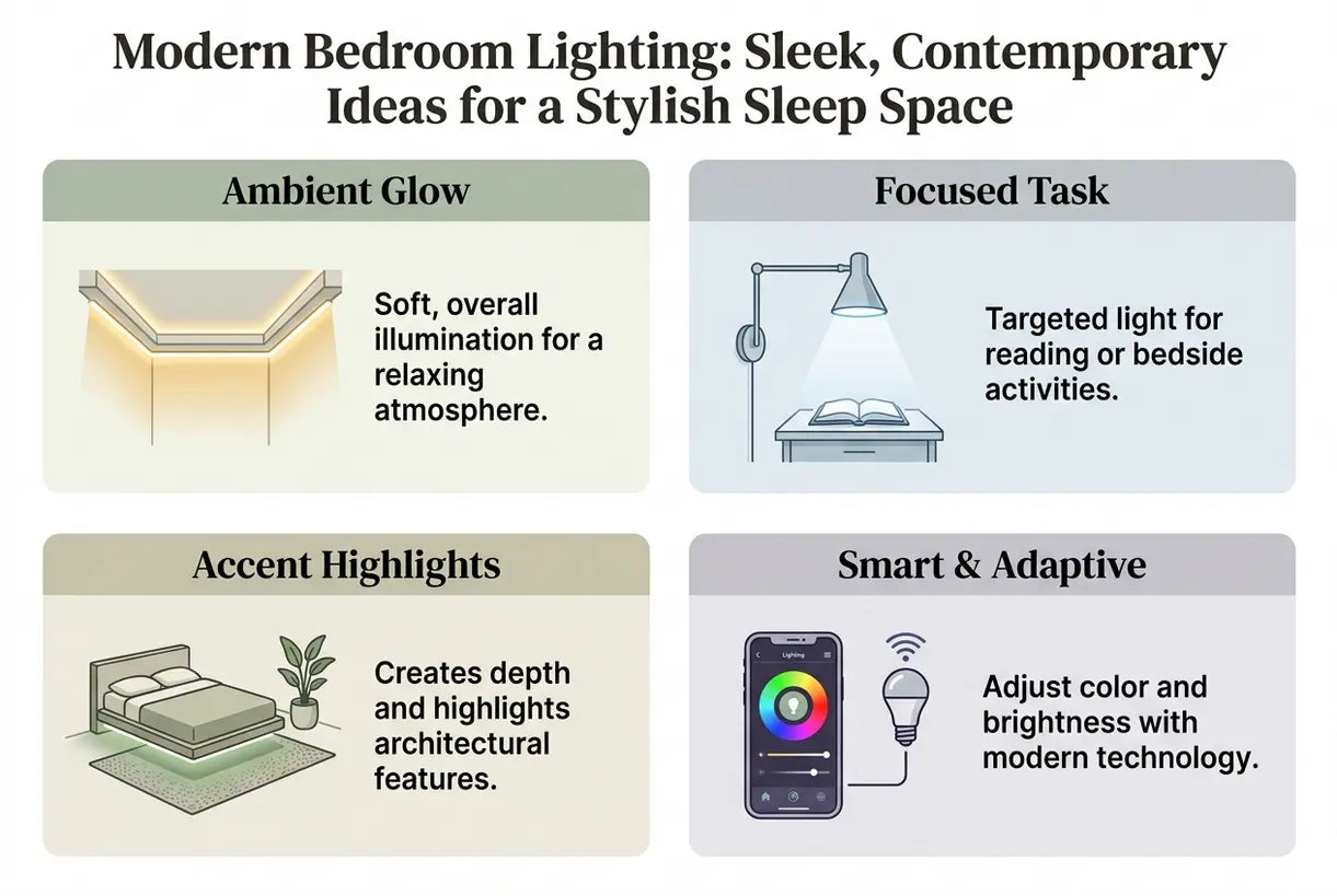 Modern Bedroom Lighting: Sleek, Contemporary Ideas for a Stylish Sleep Space - infographic