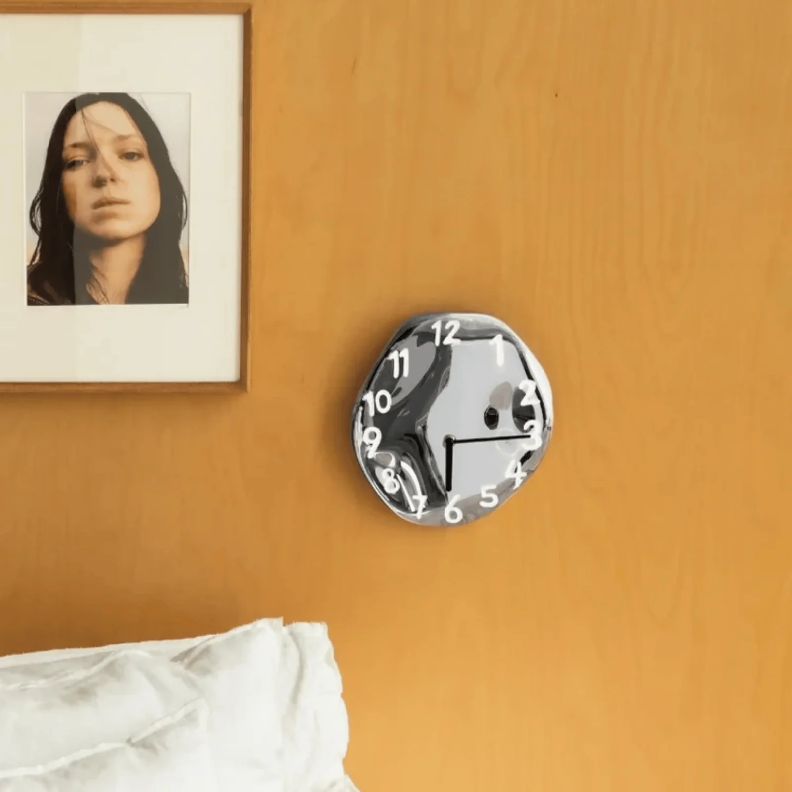 Glansa Ceramic Wall Clock with Chrome Finish, Clocks, Silent Quartz