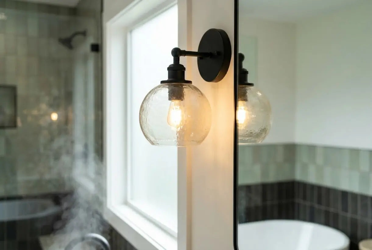 Scandinavische glazen bol wastafelarmatuur voor badkamerverlichtingsontwerp hoofdbadkamer