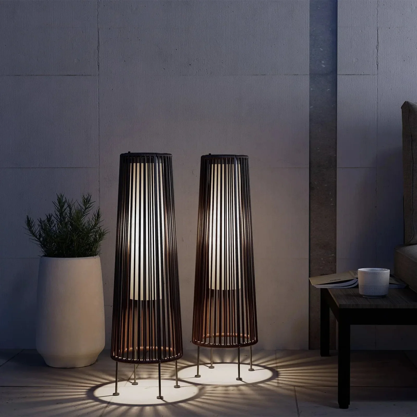 Solar Wicker Garden Light Set by Skonne — of 2, Landscape Pathway Lighting, Solkorg Outdoor