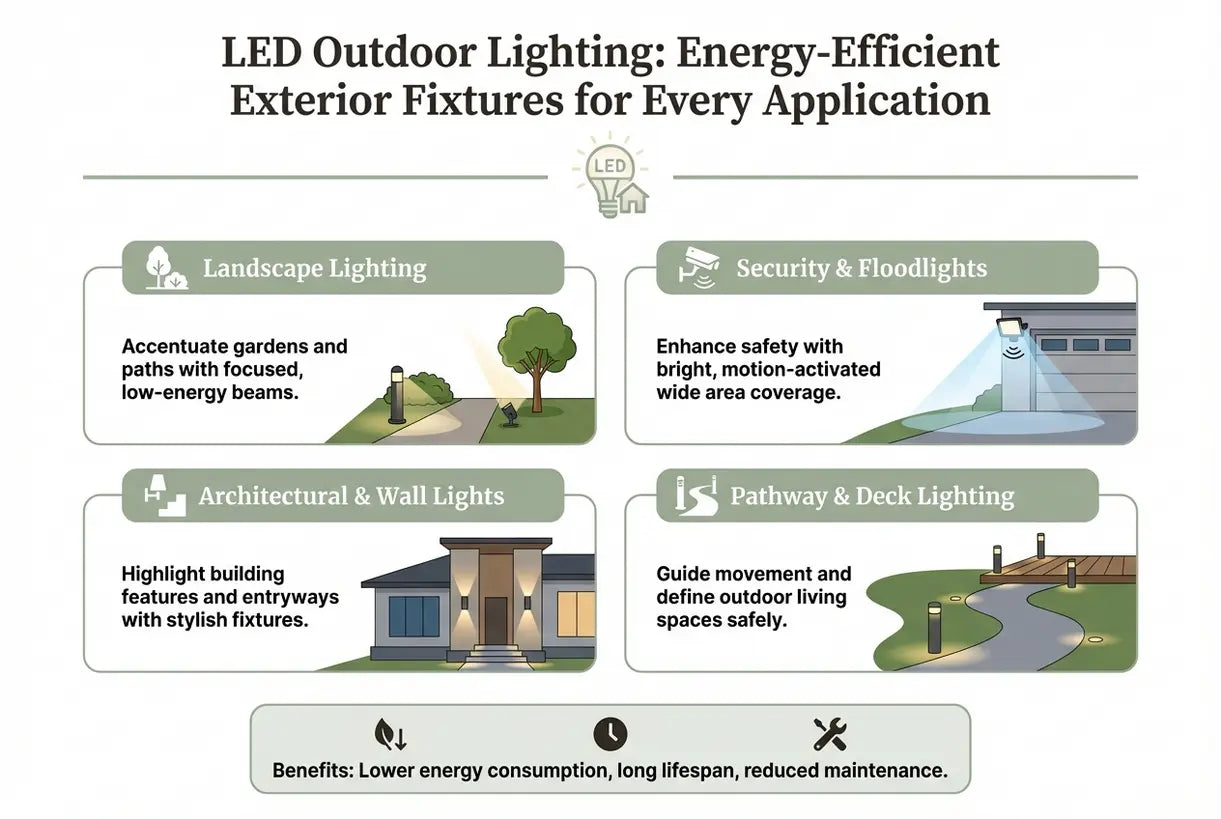 Led-buitenverlichting: energiezuinige buitenlampen voor elke toepassing - infographic